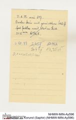 Etiketten zu Korund (Saphir) (NHMW-MIN-Ay596)